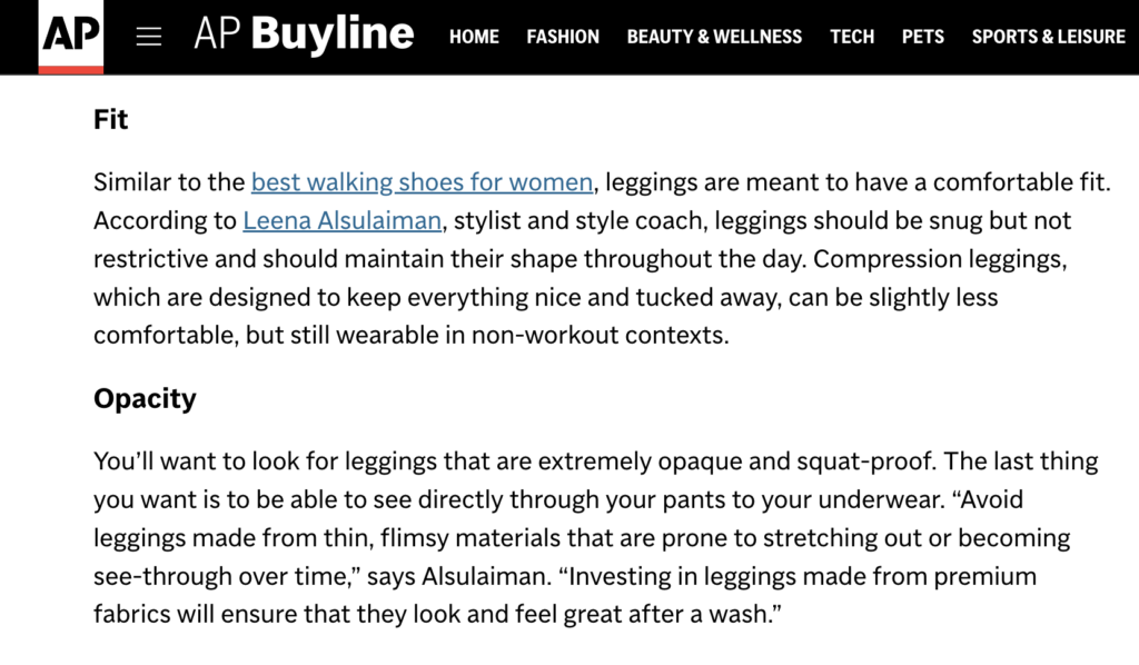 Best Leggings: New Expert Press on AP Buyline