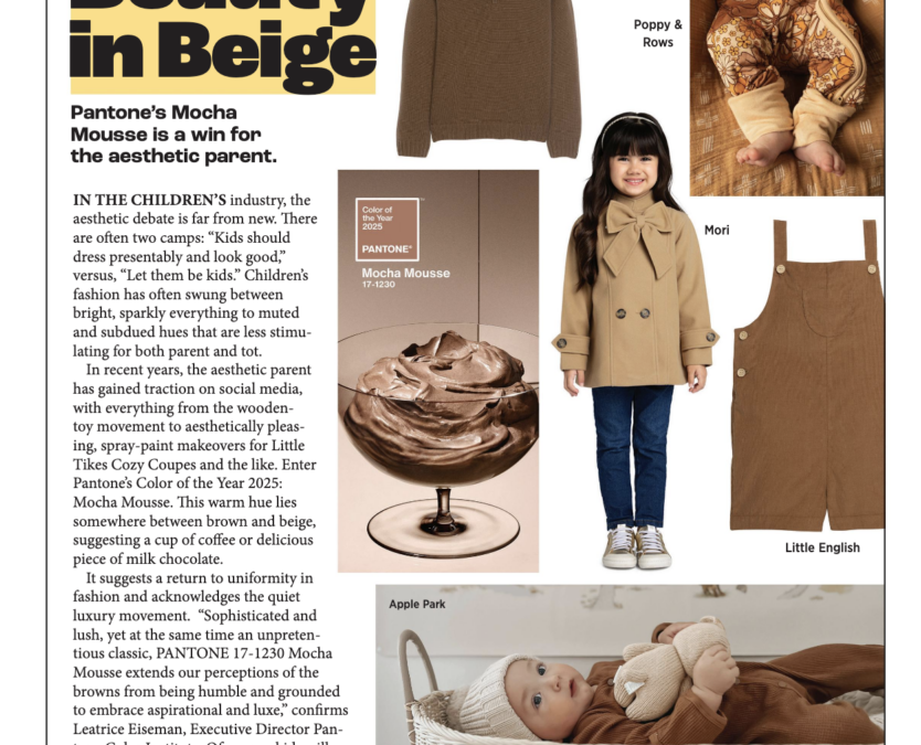 Pantone Color of the Year: Poppy & Rows in Mocha Mousse Feature for Earnshaw’s Kids